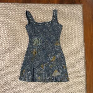 blue sparkly dress size med. never been worn!